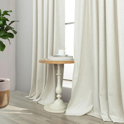 Two-Panel Linen-Textured Blackout Curtain Set in Six Colors with 52-Inch Width and Four Lengths