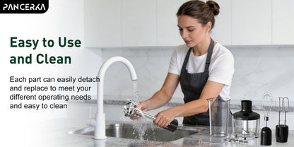 Black 8-in-1-Labeled Immersion Blender Set with 600ml Chopper, Dough Hooks, Whisk and Frother