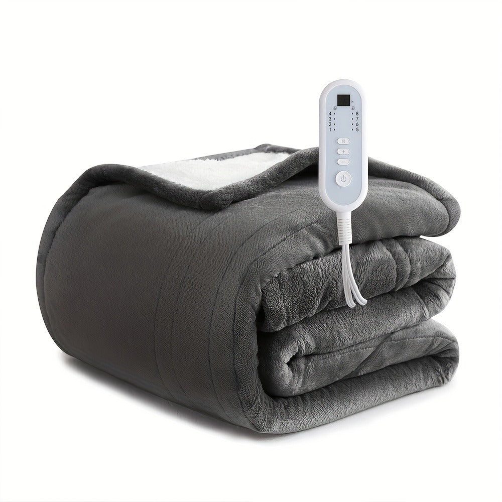 Electric Blanket with Temperature Control and Timer – Extra Large Flannel Heated Blanket, 8 Levels 10-Hour Auto-Off, Machine Washable, PTC+NTC Overheat Protection, Throw Twin Full Queen King