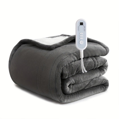 Electric Blanket with Temperature Control and Timer – Extra Large Flannel Heated Blanket, 8 Levels 10-Hour Auto-Off, Machine Washable, PTC+NTC Overheat Protection, Throw Twin Full Queen King
