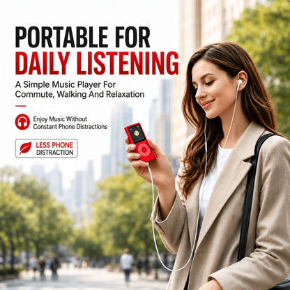 Aluminum Alloy MP3 Player 64GB with Earphone & Charging Cable, Slim 1.8 Inch LCD Portable Music Player, 200mAh Rechargeable Battery, Supports MP3 WMA FLAC APE, TF Micro SD Card Up to 64GB (Card Not Included)