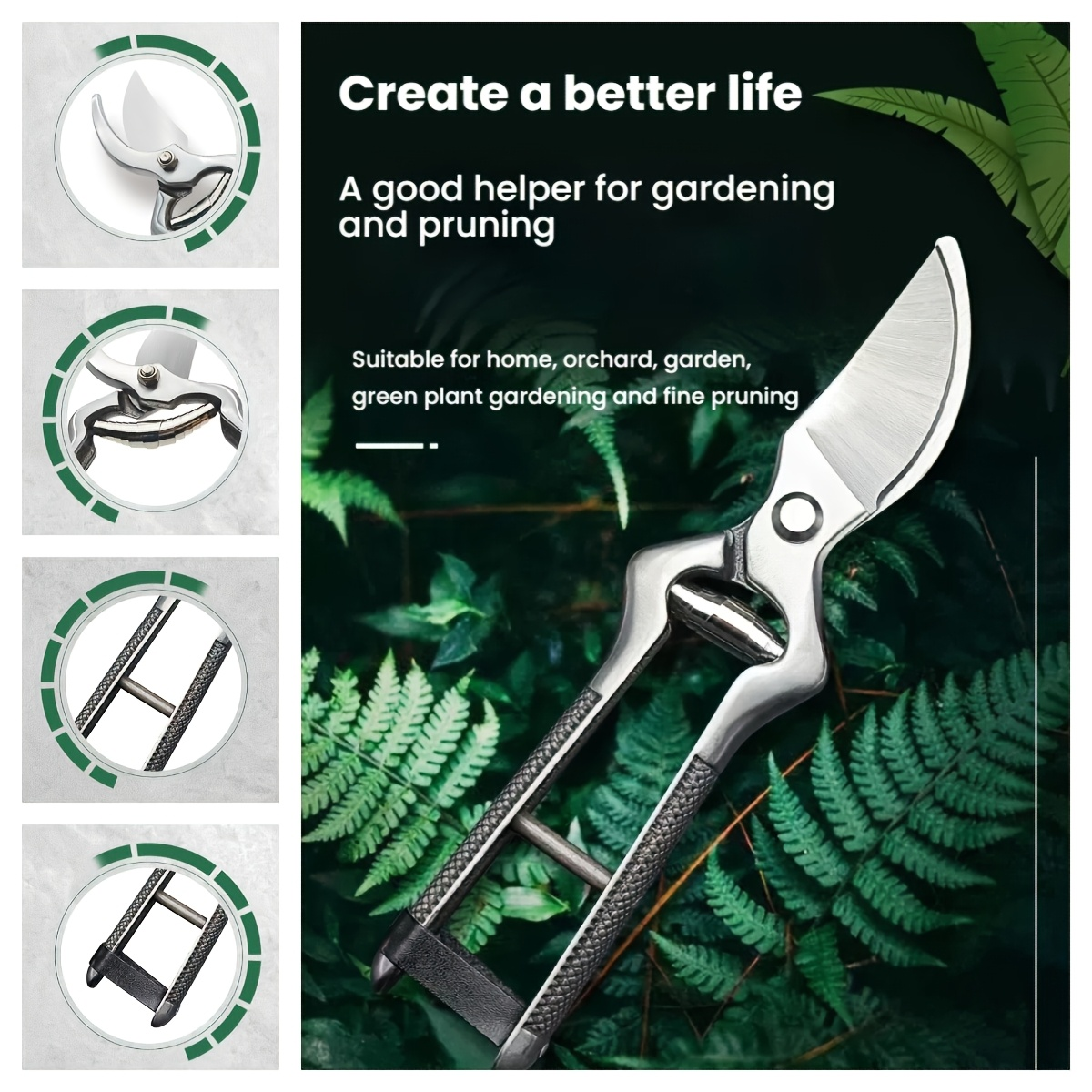 Pruning Shears High Carbon Steel Blades Ergonomic Non-Slip Handle Safety Lock Professional Garden Shears for Tree Trimming Flowers Shrubs Bonsai Yard Work