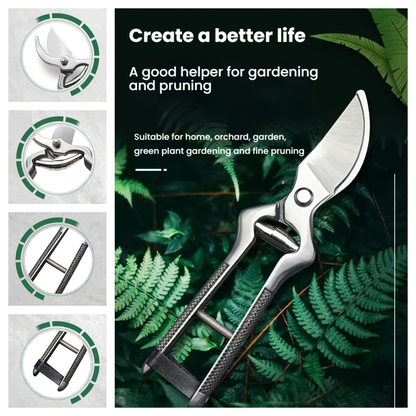 Pruning Shears High Carbon Steel Blades Ergonomic Non-Slip Handle Safety Lock Professional Garden Shears for Tree Trimming Flowers Shrubs Bonsai Yard Work