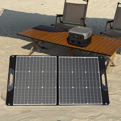 Foldable Solar Panel 200W 23.5% High Efficiency 20V Portable with 2 Brackets Solar Cable for Camping RV for Garden, Patio and Yard Use
