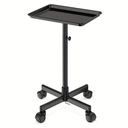 6-Color Premium Aluminum Salon Rolling Tray on Wheels — Adjustable Height Hairdresser Cart, Tattoo Tray, Spa Service Trolley for Nail Tech, Barber & Beauty Studio