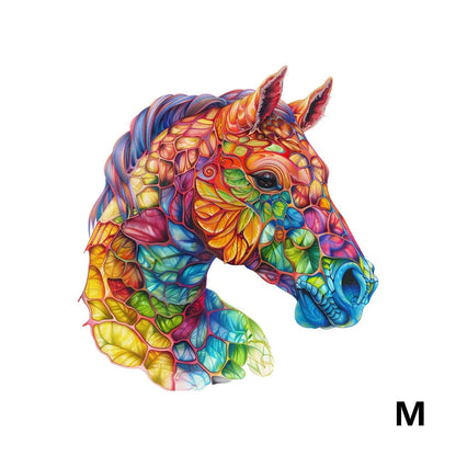 Colorful Horse Wooden Jigsaw Puzzle with Irregular Pieces and S, M and L Size Options from 4.92 to 11.02 Inches