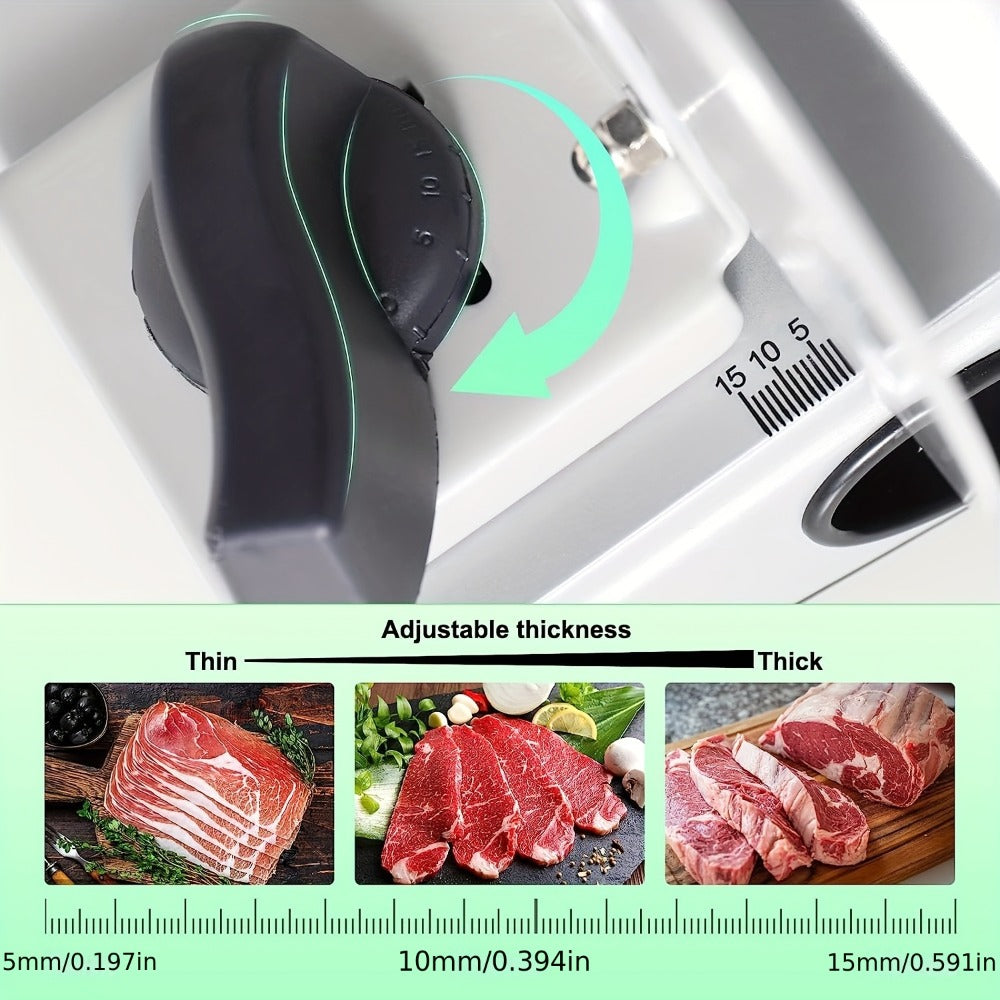 Electric Meat Slicer for Home, 6.7" Stainless Steel Blade, 150W Deli Food Slicer with Adjustable 0-15mm Thickness for Cold Cuts, Cheese, Bread & Vegetables, Easy to Clean