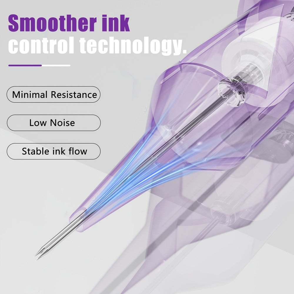 Tattoo Cartridge Needles with Lumentip Label, 50-Piece #12 Mixed or Round Liner Pack Choice