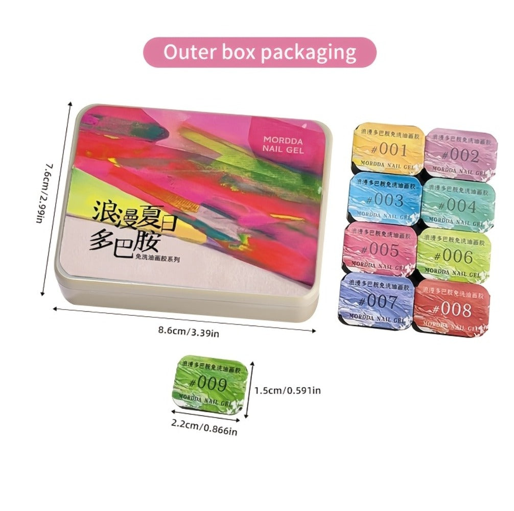 UV Gel Nail Polish Set 9 Colors Dopamine Summer – High-Saturation Gradient Soak Off Semi Permanent Nail Art Kit for Salon & DIY Manicure Gift for Women