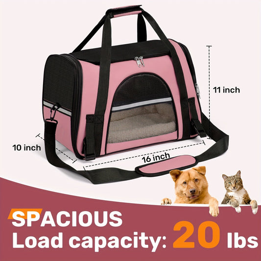 Foldable Cat Carrier Backpack | Airline Approved Collapsible Pet Travel Bag for Cats & Dogs, Spacious Ventilated Design, Anti-Escape Secure Zipper, Car-Friendly Breathable Cage, 6 Colors Available