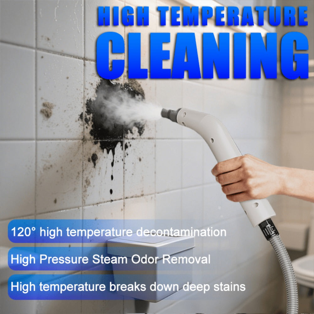 Steam Cleaner, 1200W Handheld High-Temperature Model with Flexible Hose and Interchangeable Cleaning Attachments