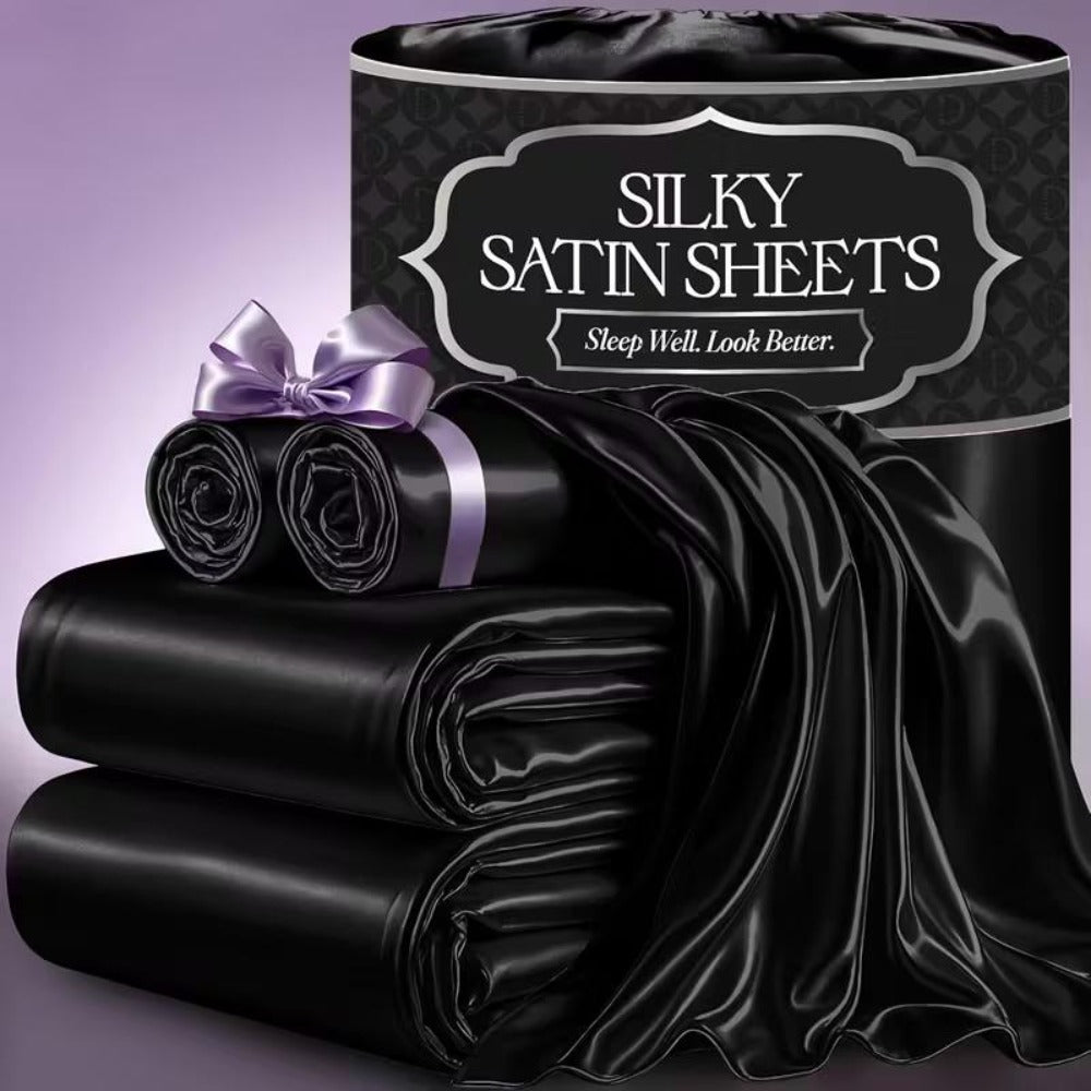 Satin Bed Sheets Set 2100TC Ultra Soft 3/4pcs – Silky Smooth Breathable Satin Bedding for Twin Full Queen King, 5-Star Luxury Hotel Experience, Solid Color, 7 Colors Available