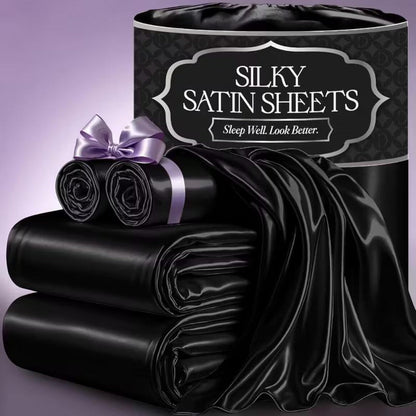 Satin Bed Sheets Set 2100TC Ultra Soft 3/4pcs – Silky Smooth Breathable Satin Bedding for Twin Full Queen King, 5-Star Luxury Hotel Experience, Solid Color, 7 Colors Available