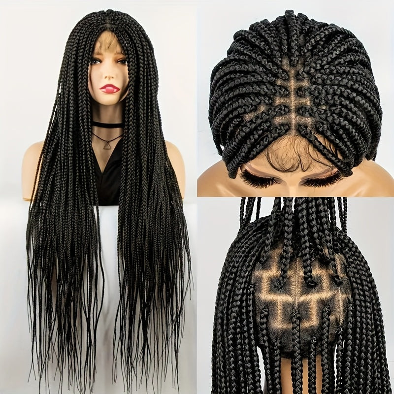 Long Box-Braid Wig with Full Lace Cap in 26- or 38-Inch Lengths and Four Lettered Color Options