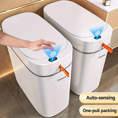 Sensor Trash Can Self-Emptying 3.8 Gallon with Drawstring Bags - Hands Free Infrared Smart for Home Cooking, Dining and Outdoor Meals