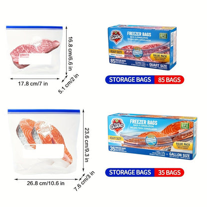 Reclosable Kitchen Storage Bags in Quarter-, One- or Two-Gallon Sizes with Five Count and Pack Options