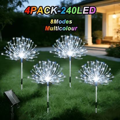 Solar Fireworks Lights 480 LED 8-Pack, IPX4 Waterproof 8 Modes