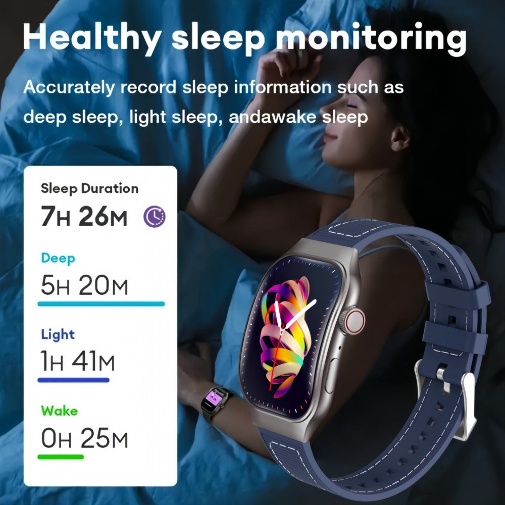 Smart Watch 2.01-Inch Curved Display with Music Control, Message Alerts and Slim Black Band