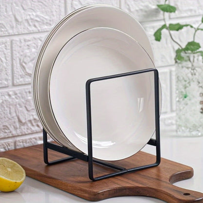 Dish Rack Set Kitchen Organizer 4-Piece Stainless Steel Plate and Bowl Holders in Black Finish
