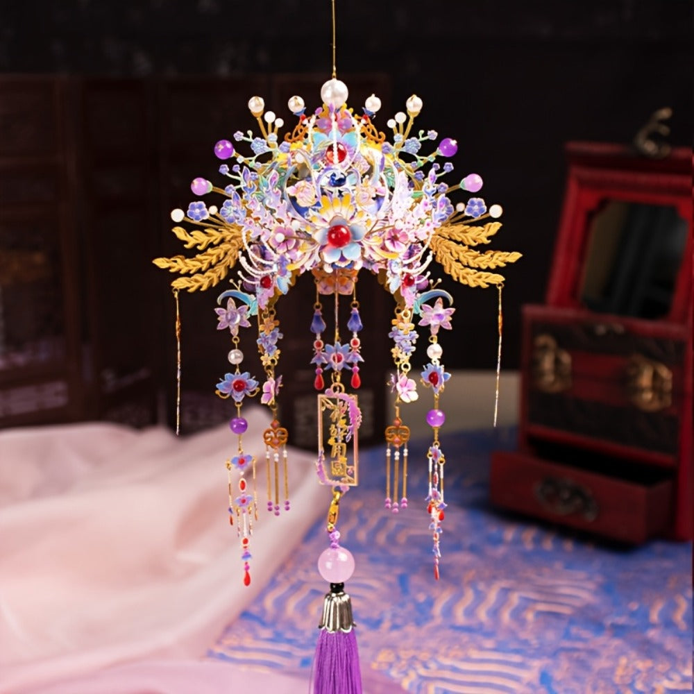 3D Metal Phoenix Crown Model Kit with Qingluan Ornament or Wutong Tree Display Bracket Checkout Options