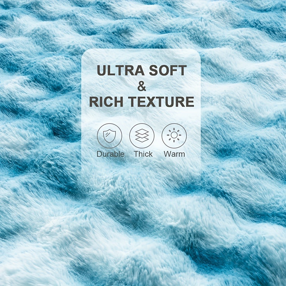 Faux Rabbit Fur Fluffy Blanket – Thick Warm Soft Plush Throw for Bed & Living Room, Luxury Furry Blanket, 8 Colors, 4 Sizes