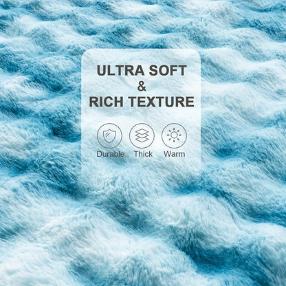 Faux Rabbit Fur Fluffy Blanket – Thick Warm Soft Plush Throw for Bed & Living Room, Luxury Furry Blanket, 8 Colors, 4 Sizes