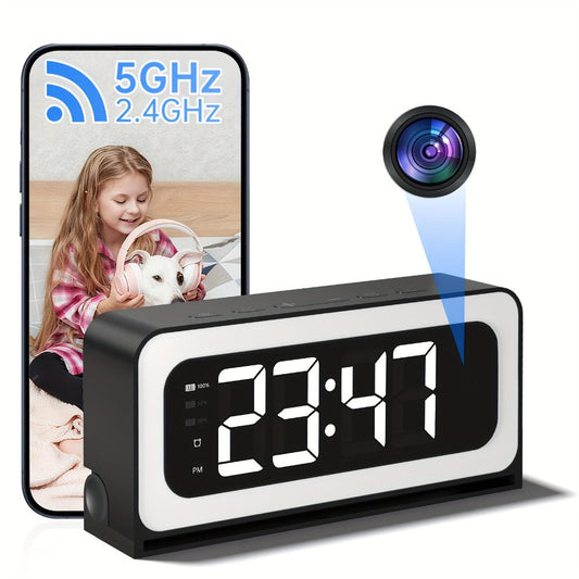 2K WiFi Clock Camera for Home, 5GHz & 2.4GHz Dual Band Wireless Indoor Security Camera, Nanny Cam Baby Monitor Dog Camera, Full Color Night Vision, Motion Detection, Two-Way Talk, Hidden Design