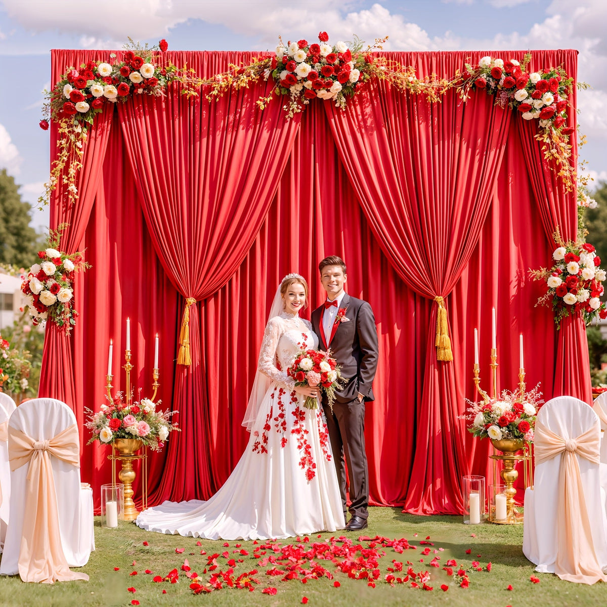 4-Pack 5x10ft Elegant Spandex Photography Backdrop | Wear-Resistant, Wrinkle-Free, Soft & Opaque Party Decoration Banners for Weddings, Birthdays, Stages, Exhibitions & Events