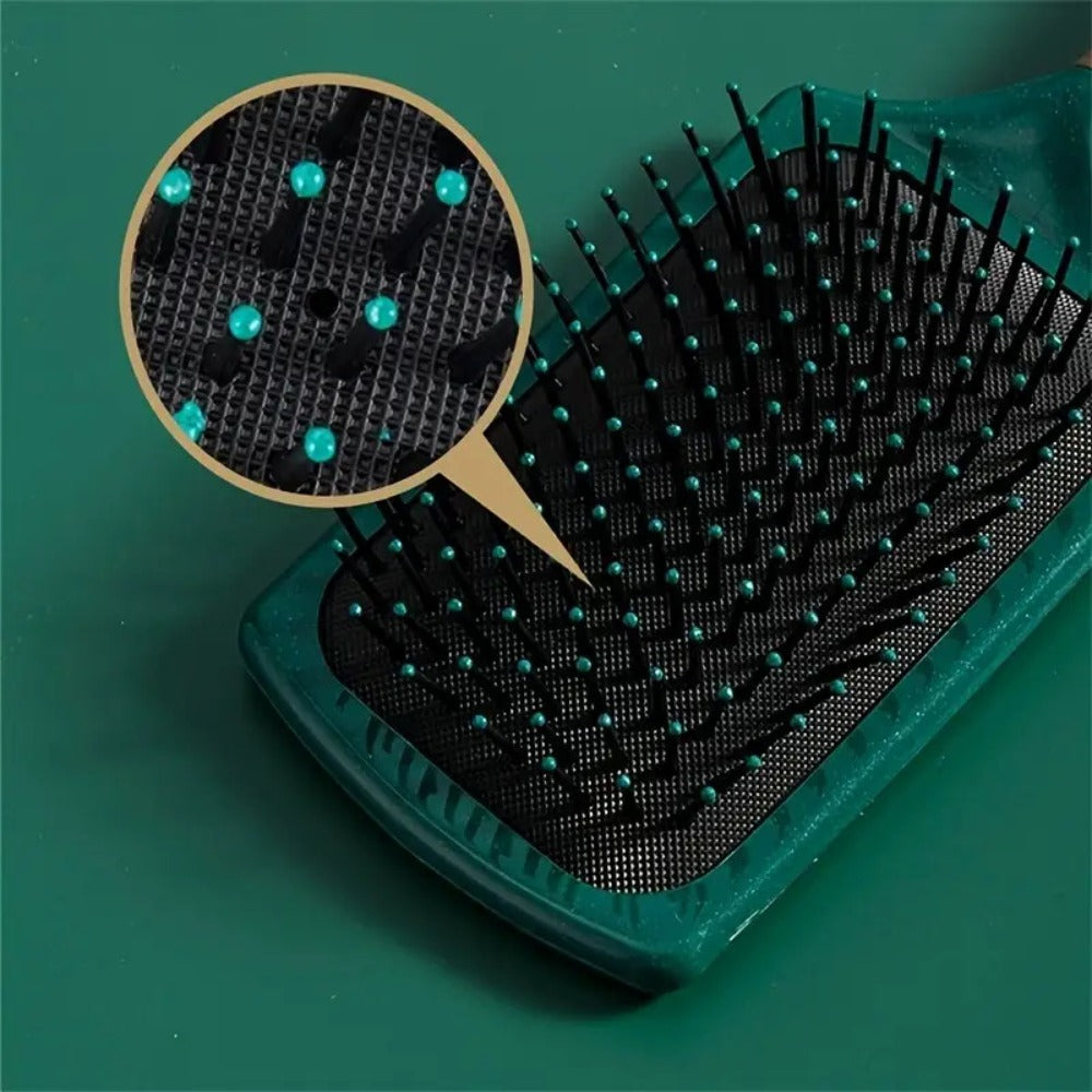 Hair Accessories Five-Piece Green Brush and Comb Set with Cushion Brush, Pick and Styling Tools