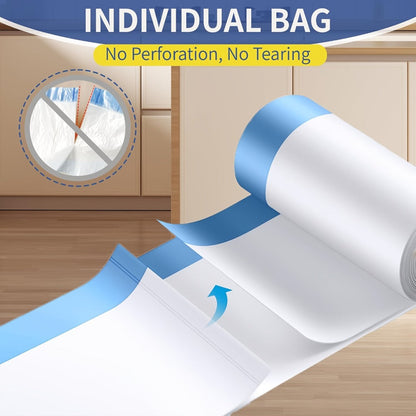 13-Gallon White Garbage Bags in 26, 62 or 104-Count Roll Options for Kitchen, Bathroom and Household Waste Bins