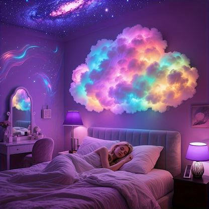 Cloud Night Light 3D RGB – DIY Thunder Cloud Lamp with Music Sync & Color Changing LED, USB Powered, Wall & Ceiling Mount, Ambient Light for Bedroom, Gaming Room & Party Decor