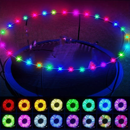 Solar Powered LED Trampoline Lights Colorful Rope Lights for 8-16 Ft Trampolines 8 Dynamic Modes IP65 Waterproof Outdoor Backyard Decoration Warm White Blue Multicolor
