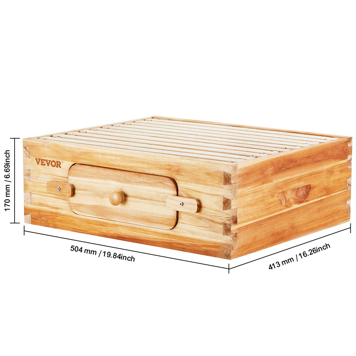 Beehive Kit 10 Frame Cedar Wood Bee Hive with Transparent Windows & Beeswax Coating, for Garden, Yard and Pest Management
