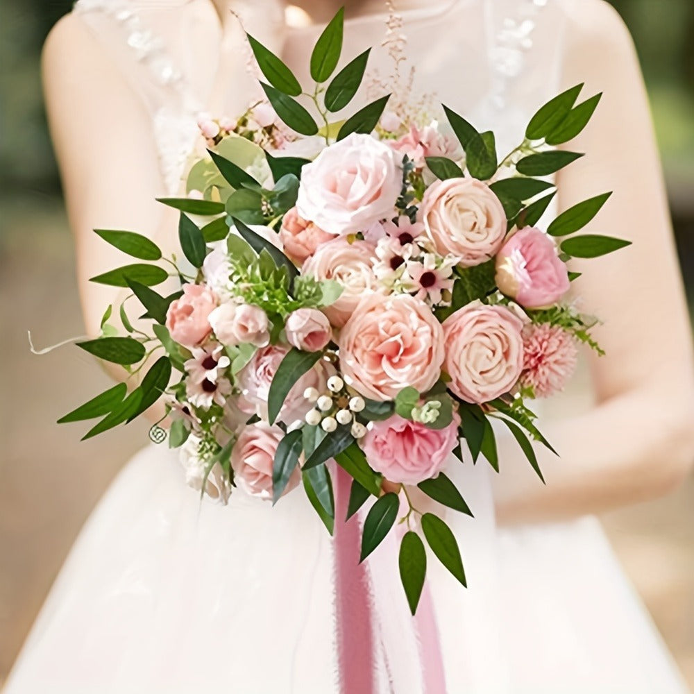Artificial Flowers Pink and White Rose Combo Box for DIY Bridal Bouquets, Centerpieces and Party Decor