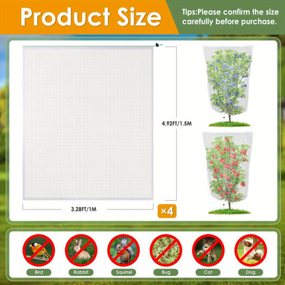 Four-Pack Drawstring Plant Protection Bags in Three Sizes for Fruit Trees, Shrubs and Garden Covers