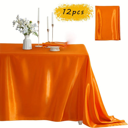 Satin Tablecloth 12pcs 57"x102" Rectangular Silky Smooth Fabric Table Cover for Wedding Banquet Birthday Party Holiday Event