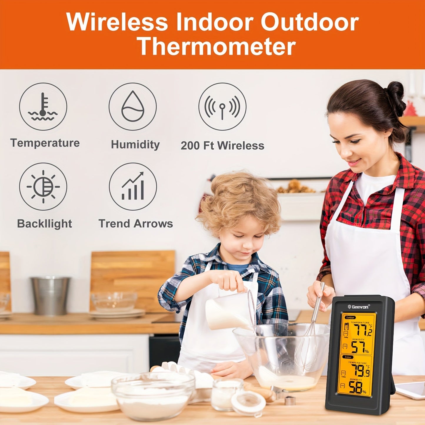 Wireless Thermometer | Digital LCD Indoor Outdoor 3 Sensor Baby Room