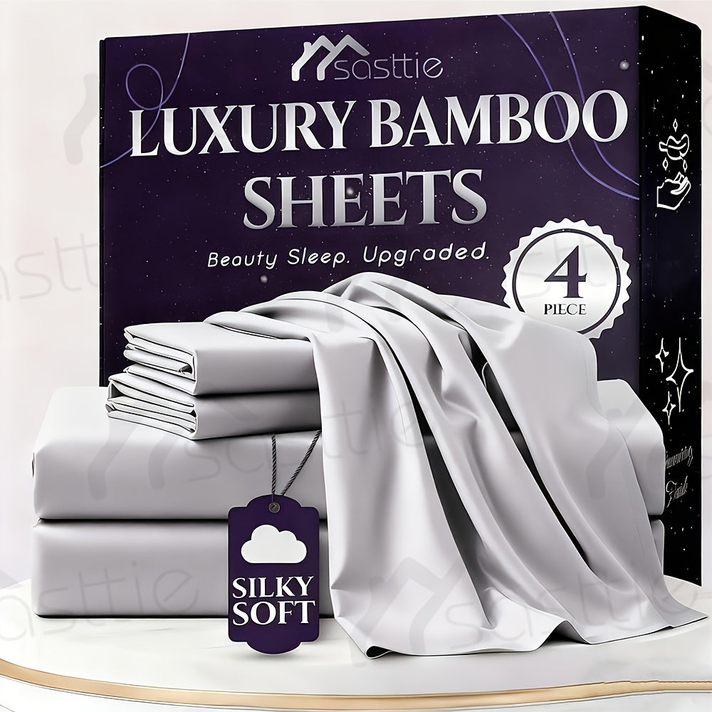 Four-Piece Sheet Set with Flat Sheet, Fitted Sheet, Two Pillowcases and 48 Exact Color-Size Options