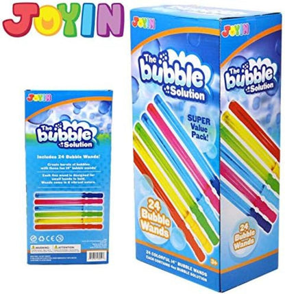24-Pack Giant Bubble Wand Set with 14.6 Inch Wands in Six Colors for Outdoor Party Activities