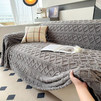 Sofa Cover 300 GSM Shu Velveteen Jacquard Throw in Three Sizes and Five Solid Colors for Armchair to Sectional