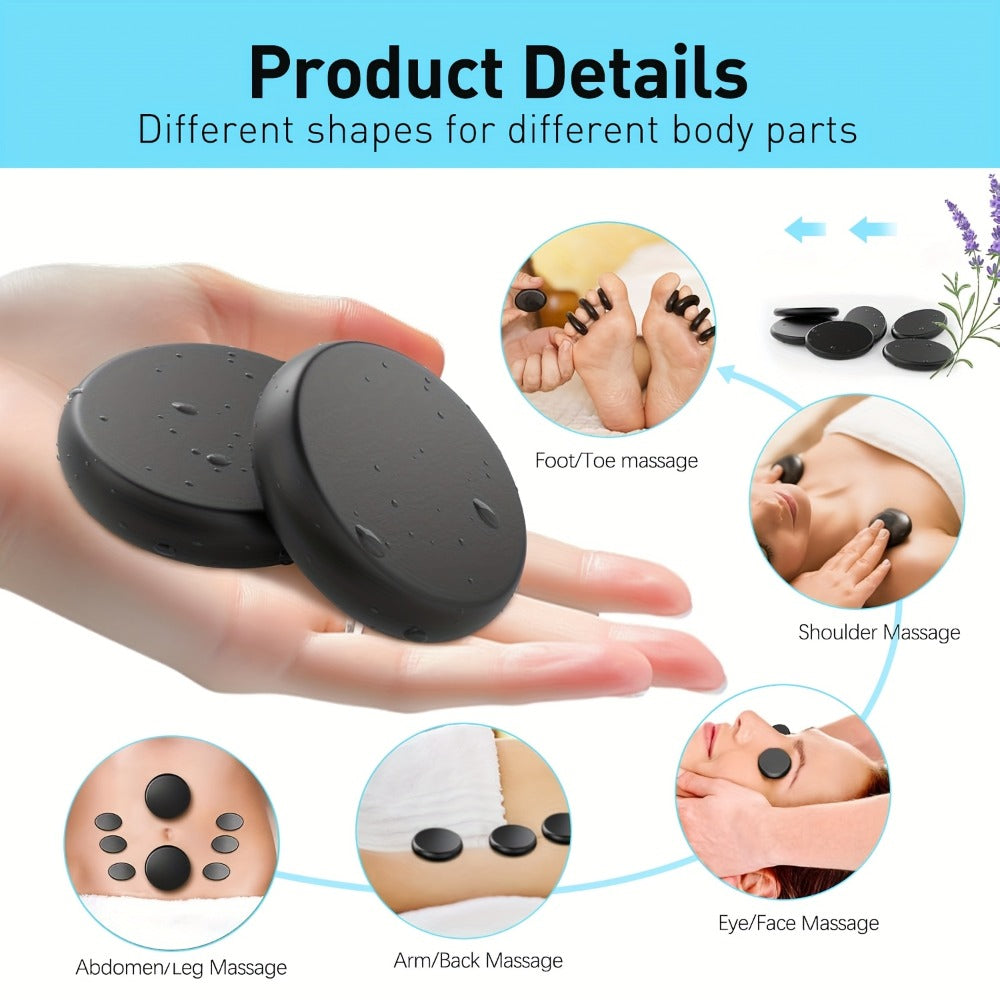 Basalt Hot Stone Massage Kit 10 Pcs with Heater Temperature Control Professional Spa Stones Set for Full