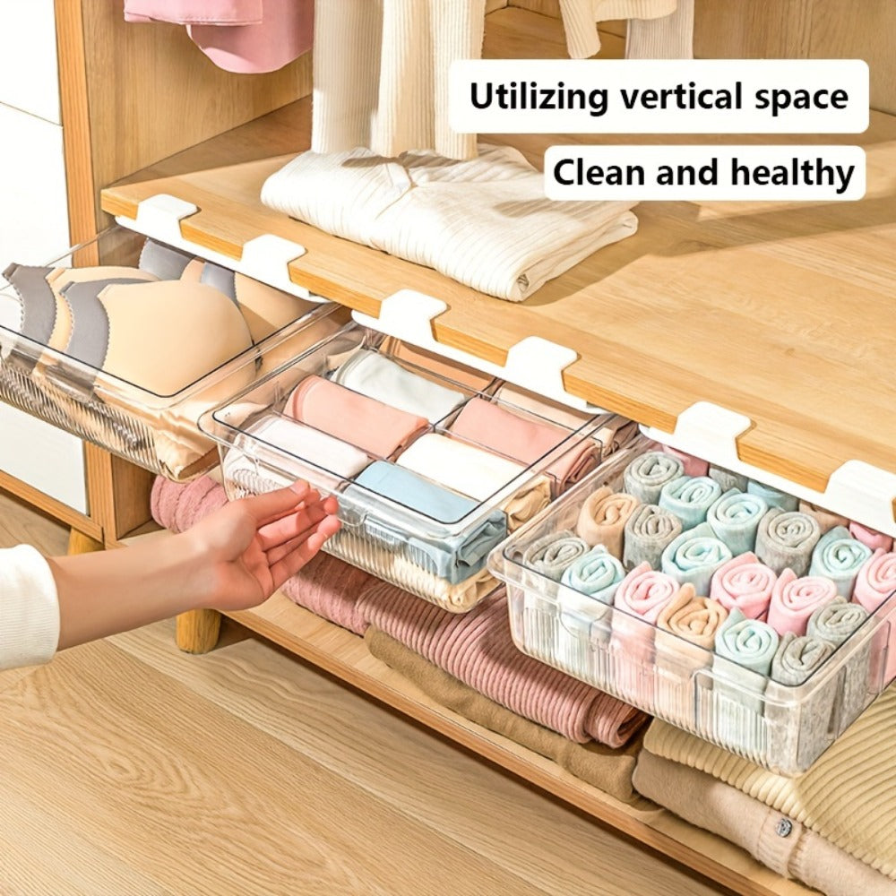 15-Compartment Wall-Mounted Underwear & Socks Hanging Storage Box – Waterproof Transparent Closet Organizer for Home, Durable Plastic Shelf Partitions