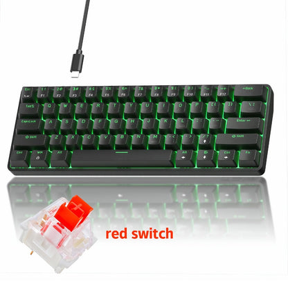 Hot-Swap 61-Key 60% RGB Mechanical Gaming Keyboard, Hot Swappable Red Blue Switch Compact Wired Keyboard with RGB Backlight, Portable Mini Keyboard for Windows PC Laptop Mac Gamers Typists