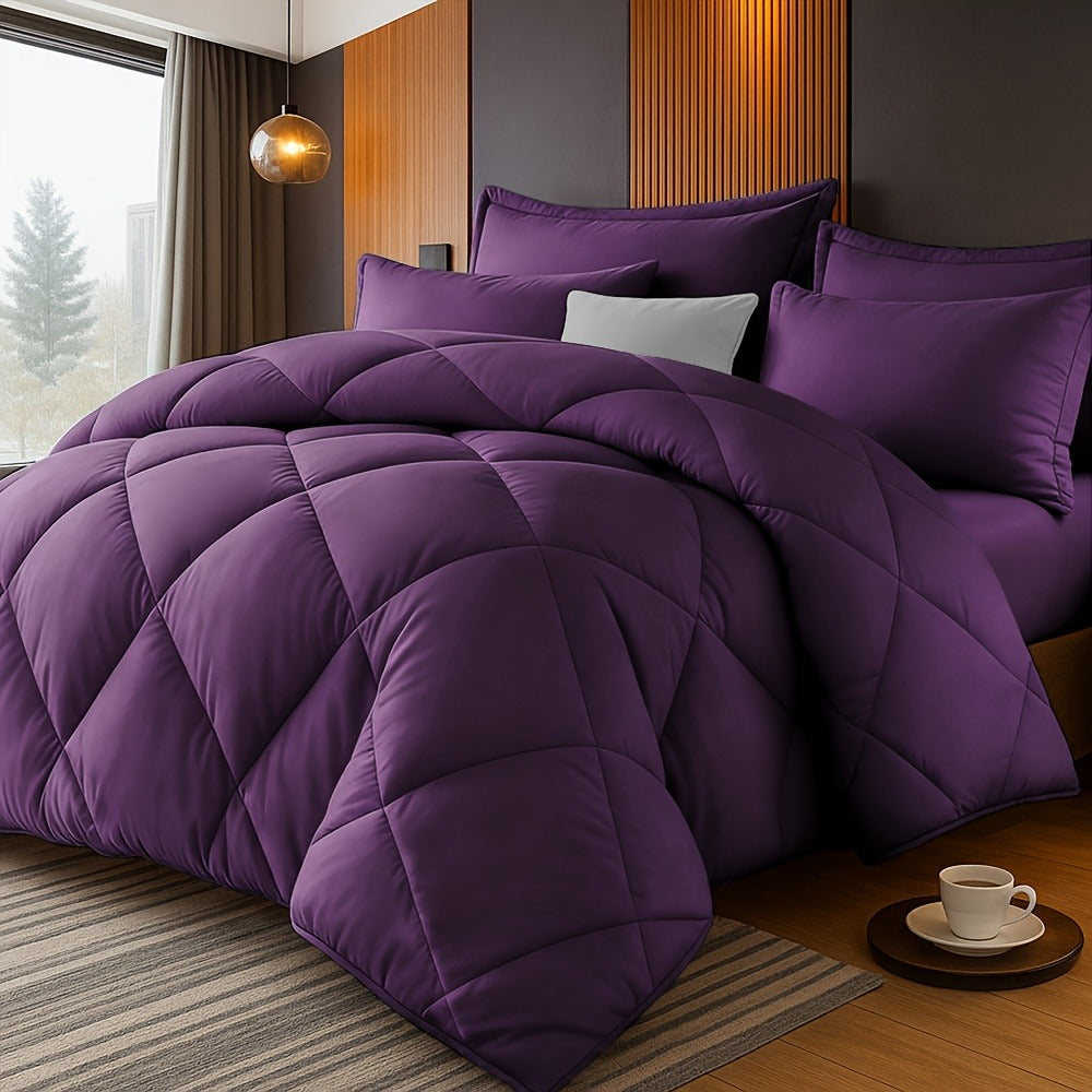 Comforter Set 2/3 Piece - Diamond Grid Quilted Down Alternative Comforter with Pillowcases, Soft Microfiber Breathable All Season Bedding Set, Twin Queen King, Multiple Colors