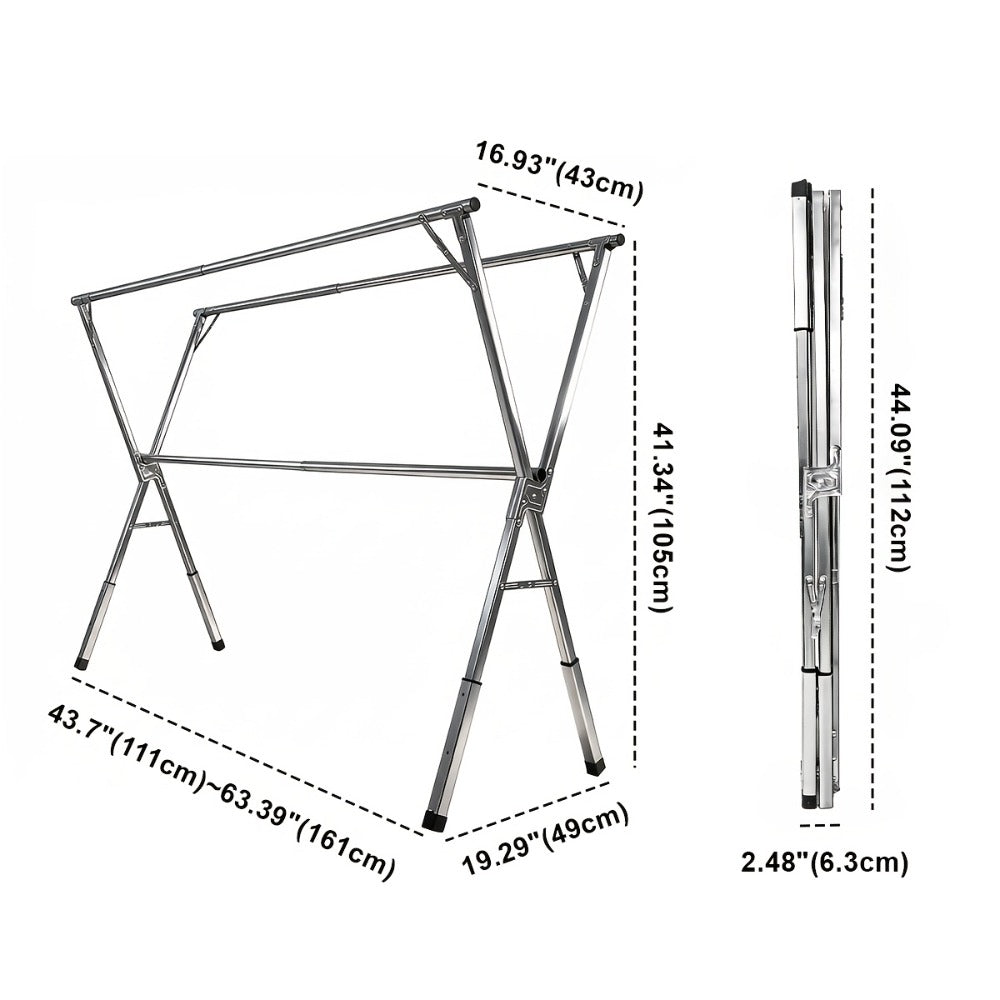 Clothes Drying Rack Foldable Heavy Duty - Upgraded X-Frame Collapsible Laundry Drying Rack for Indoor Outdoor Use, Adjustable Metal Clothesline Stand for Clothes, Blankets, Bedding, Sweaters