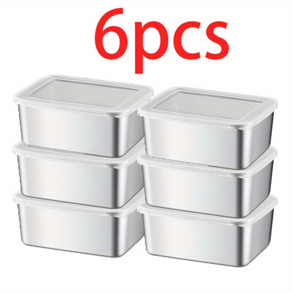 Food Storage Containers 304 Stainless Steel Set with Lids in Five-, Six- or Eight-Piece Options