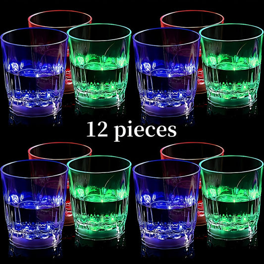 LED Light-Up Party Wine Glasses Set – 12 or 15pcs Glowing Plastic Cups with Colorful LED Lights for Birthday, Bar, Wedding, Holiday & Sports Events