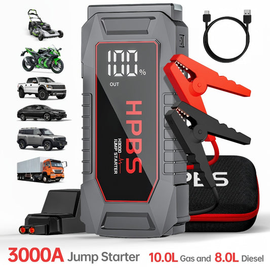 Jump Starter 5000A 24000mAh Portable Car Battery Booster Pack – 12V Emergency Start for Gas & Diesel Engines, Motorcycle, SUV, Truck with Power Bank & LED Flashlight