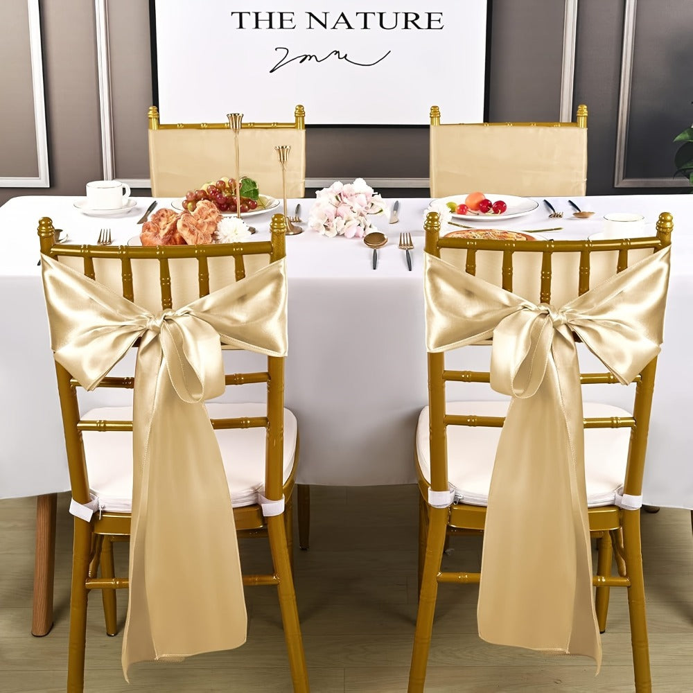 50-Piece Chair Sash Set in Light Golden, Green or Light Blue, 7 x 108-Inch Ribbons for Event Seating