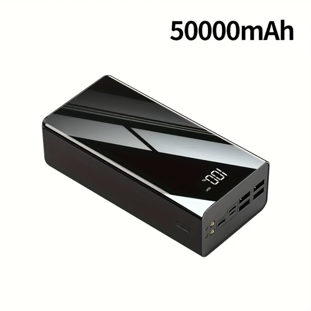 High Capacity 50000mAh Power Bank Multi-Port Fast Charging – Dual USB & Type-C Output, LED Flashlight, Power Indicator, Portable Backup Battery Pack for iPhone Android Outdoor Camping Travel Emergency